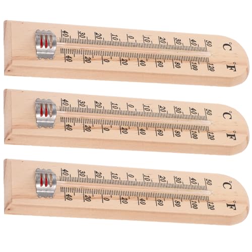 TOYANDONA 3 Stück Holzthermometer Analoges Thermometer für und Außen Garten und Raumthermometer Batteriefrei Kompakte Hängendes Design von TOYANDONA