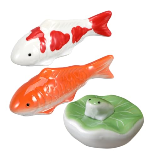 TOYANDONA 3 Stück Keramik Schwimmende Aquarium Deko Authentische Koi Fisch Figuren Handgefertigt Wetterfest Für Garten Teich Und Fischbecken Dekoration von TOYANDONA