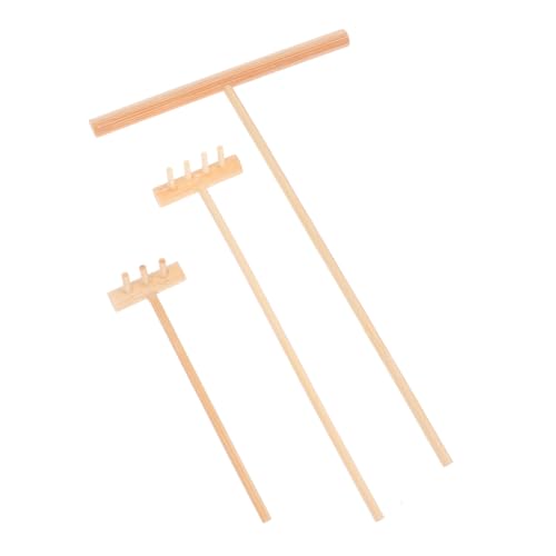 TOYANDONA 3 Stück Mini Gartenrechen Teiliges aus Holz Zen Gartenwerkzeug zum Glätten und Dekorieren von Sandtischen Kompakt Tragbar für Meditation und Kreative Entspannung von TOYANDONA