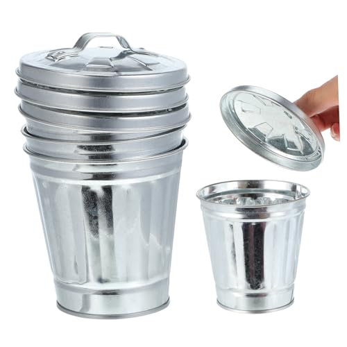 TOYANDONA 3 Stück Mini Mülleimer mit Deckel Metall Abfalleimer und Blumentopf Multifunktional Kompakt für Tisch Büro Zuhause von TOYANDONA