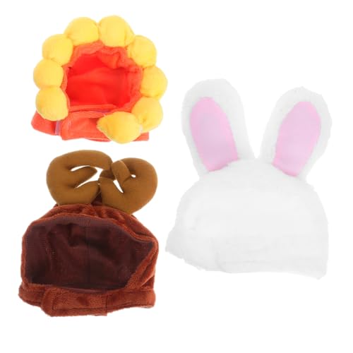 TOYANDONA 3 Stück Teiliges Katzen Hundepartyhut Süßen Hasenohren Rentiergeweih und Sonnenblumen Verstellbar Angenehmes Polyester für Kleine Hunde und Kätzchen Lustiges Kostümzubehör für von TOYANDONA
