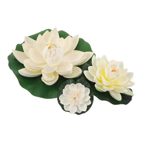 TOYANDONA 3 Stück Teiliges Künstliche Schwimmende Lotusblumen Eva Schaum Realistische Wasserlilie mit Weißen Blüten und Blättern und Leicht für Gartenteich Schwimmbad und Dekoration TOYANDONA 3 Stück Teiliges Künstliche Schwimmende Lotusblumen Eva Schaum Realistische Wasserlilie mit Weißen Blüten und Blättern und Leicht für Gartenteich Schwimmbad und Dekoration von TOYANDONA