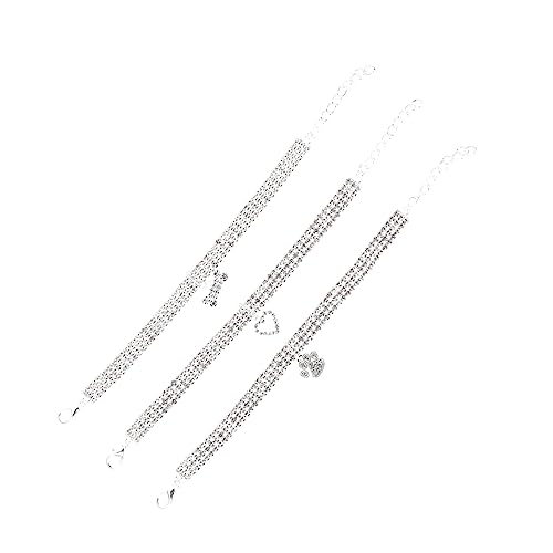 TOYANDONA 3 Stück Teiliges Silbernes Verschleißfestes Haustierhalsband mit Elastischem Strass Dehnbar und Bequem Dekoratives Katzen und Hundehalsband für Partys und Besondere Anlässe von TOYANDONA