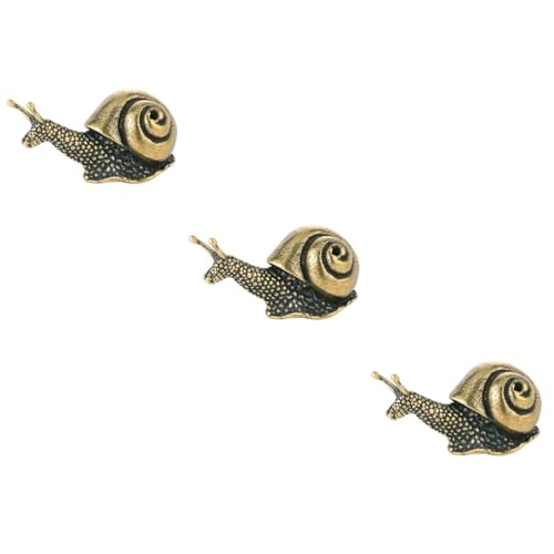 TOYANDONA 3 Stück Vintage Messing Schnecke Skulptur Dekoratives Ornament für Einzigartiges Retro Design Robustes und Langlebiges Material Regal und Auto von TOYANDONA