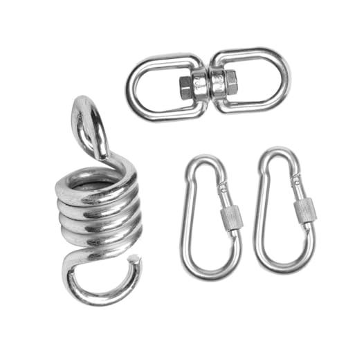 TOYANDONA 4 STÜCKE Teiliges Hammock Hanging Kit aus Edelstahl mit Drehbarem Haken Federvorrichtung und Karabinern Robuste Aufhängung für Hängesessel Schaukel Sandsäcke und Outdoor Hoisting von TOYANDONA