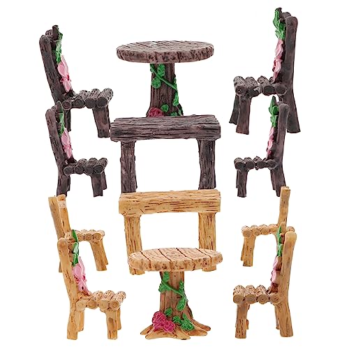 TOYANDONA 4 Sätze Gartenmöbel Set Teiliges Mikromöbel Set für Feengärten Resin Tische und Stühle Deko für Landschaften und DIY Projekte von TOYANDONA