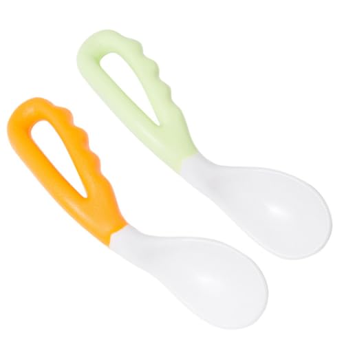 TOYANDONA 4 Stück Biegsame Löffel Hitzebeständig Ergonomisch Geformt Selbstfütternde Kinderlern Löffel für Beikost und Greiftraining Sichere Junge Mädchen Bestecke von TOYANDONA