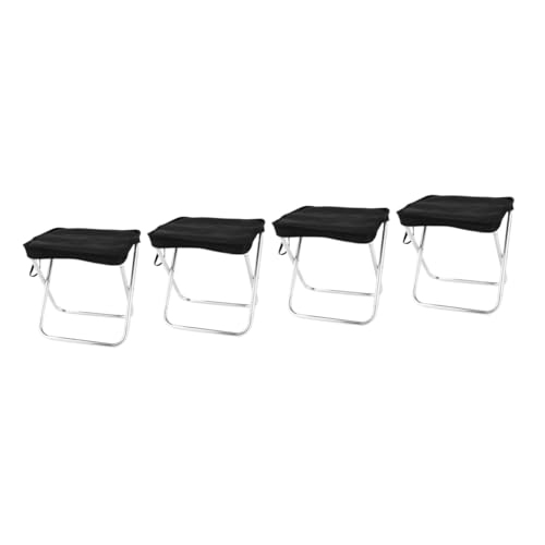 TOYANDONA 4 Stück Campingstuhl Zusammenklappbare Picknickstühle Niedrig Zurück Klappstuhl Sitz Gepolstert Bänke Leicht Außen Breit Falten Tragbare Klapphocker Pfad Schwarz Aluminiumlegierung von TOYANDONA