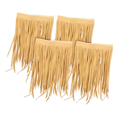 TOYANDONA 4 Stück Strohdach Kunstgras Tiki-Gras Reetdachmaterial Grasdach Tiki-Hütte Stroh draußen künstliche Strohplatte simulierte Strohabdeckung Sport Light Brown von TOYANDONA