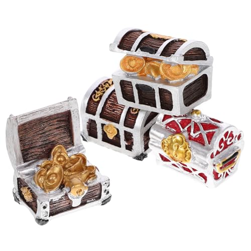 TOYANDONA 4 Stück Teiliges Aquarium Deko aus Resin Mediterrane Schatzkisten Miniatur Robuste Fischbecken Dekoration Detailreiche Unterwasser Ornamente für Aquarium und Teich von TOYANDONA