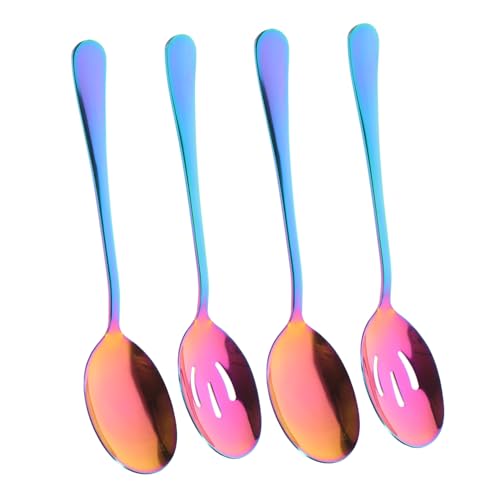 TOYANDONA 4 Stück Teiliges Edelstahl Servierlöffel Schmale Robuste Schöpflöffel mit Schlitz Ergonomisch Leicht für Haushalt Restaurant Buffet Kochen und Servieren Kleiner Speisen von TOYANDONA