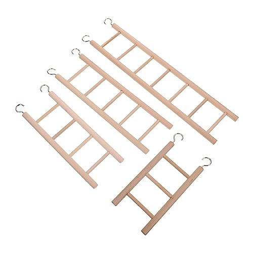 TOYANDONA 4 Stück Teiliges Holzleiter für Papageien Beißfest Klettertreppe für Vögel Fördert Beschäftigung Motorik und Gesunde Schnabelpflege Geeignet für Wellensittiche und Papageien von TOYANDONA
