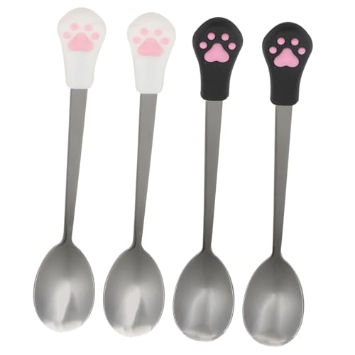 TOYANDONA 4 Stück Teiliges Hund Katzen Löffel aus mit Silikongriff Langer Griff für Dosieren Katzenkrallenförmiges Design Bpa Frei Sicherer Futternapf Löffel für Haustierfutter von TOYANDONA