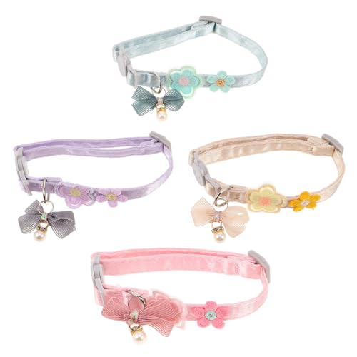 TOYANDONA 4 Stück Teiliges Katzenhalsband mit Verstellbarer Schleife und Blumen Leichte Langlebige Spitzenkollare für Kleine Katzen Modisch Bestickt Geeignet für Alltag und Festliche Anlässe von TOYANDONA