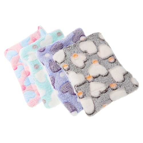 TOYANDONA 4 Stück Teiliges Kleintier Schlafmatten aus Warmem Fleece Weiche Dicke Kuscheldecke für Meerschweinchen Kaninchen Hamster und Kleine Haustiere Grün Flieder Rosa Braun von TOYANDONA