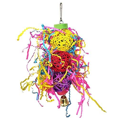 TOYANDONA 4 Stück Teiliges Vogelspielzeug Set aus Sicherem Rattan Kauspielzeug und Hängeschaukel für Papageien Sittiche und Kleine Vögel Fördert Beschäftigung und Bewegung im Käfig von TOYANDONA