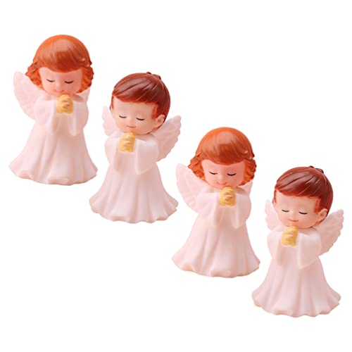 TOYANDONA 4 x betende Engel-Figuren, 6,5 cm, betender Baby-Engel, Mini-Kunststoff-Engel-Figuren für Gartenstatue, Heimdekoration von TOYANDONA