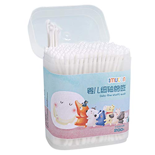 TOYANDONA 400 Stück Baby Wattestäbchen Runder Kopf Qtip für Babyohr Nase Saubere Baumwolle Doppelt Gekippte Papierstifte Mehrzweck-Wattestäbchen (Weiß) von TOYANDONA