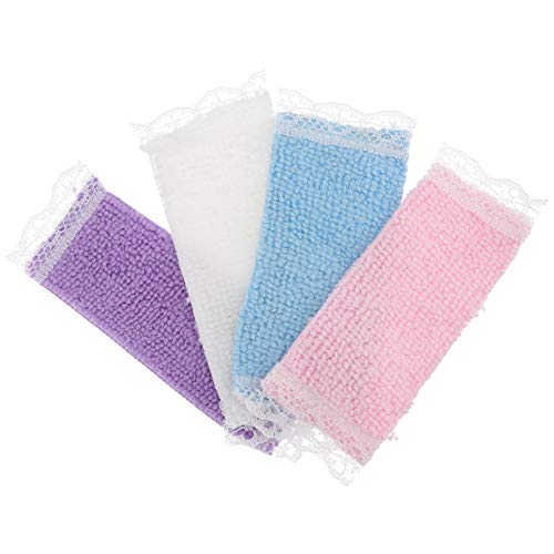 TOYANDONA 4Pcs Dollhouse Miniatur Bad Handtuch Miniatur Bad Handtücher DIY Dekorationen Mini Handtuch Verzierungen Zufällige Farbe von TOYANDONA