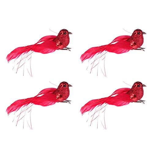 TOYANDONA 4Pcs Weihnachtsvogel Pailletten Gefiederte Pailletten Künstliche Rotkehlchen Vogel Weihnachtsbaum Vogel Ornamente für Urlaub Party Fee Garten Baum Dekoration Rot von TOYANDONA