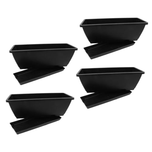 TOYANDONA 4er-Packung Balkonpflanztopf Rechteckiger Blumentopf Gemüseanbautopf Fensterbank Kräuterpflanzer Großer Rechteckiger Pflanzkübel Gartenversorgung Gemüsetopf Plastik Dark Grey von TOYANDONA