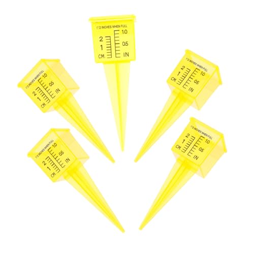 TOYANDONA 5 Stück Regenmesser digital Wasser Meter Gras Rasensprenger Gartengießwerkzeug Sprinkler-Gießwerkzeug Gartenbewässerungswerkzeug Sprinklermessgerät für Rasen Regenguage PVC Yellow von TOYANDONA