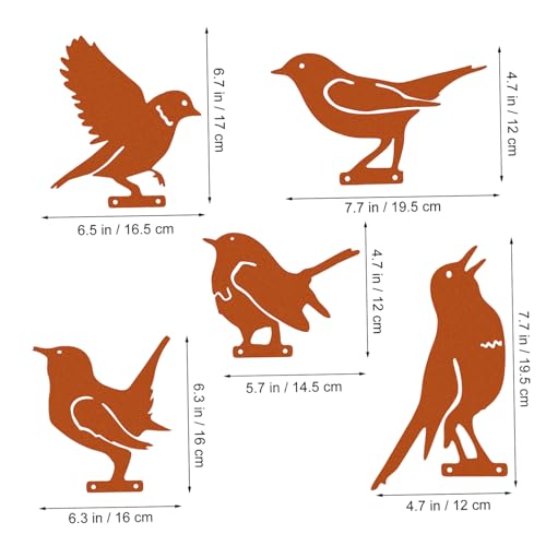 TOYANDONA 5 Stück Teiliges Rostige Vogel Gartendeko aus Robustem Eisen mit Vintage Rostfinish Einfache Anbringung für Garten Zaun Terrasse Rustikale Außen Dekoration von TOYANDONA
