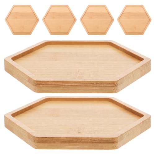 TOYANDONA 6 Stück Bambus-Sechseck-Blumentopf-Untersetzer, Pflanzenuntersetzer, Tropfschalen für dekorative Sukkulenten, Bonsai, Blumentopf-Untersetzer für den Innenbereich TOYANDONA 6 Stück Bambus-Sechseck-Blumentopf-Untersetzer, Pflanzenuntersetzer, Tropfschalen für dekorative Sukkulenten, Bonsai, Blumentopf-Untersetzer für den Innenbereich von TOYANDONA