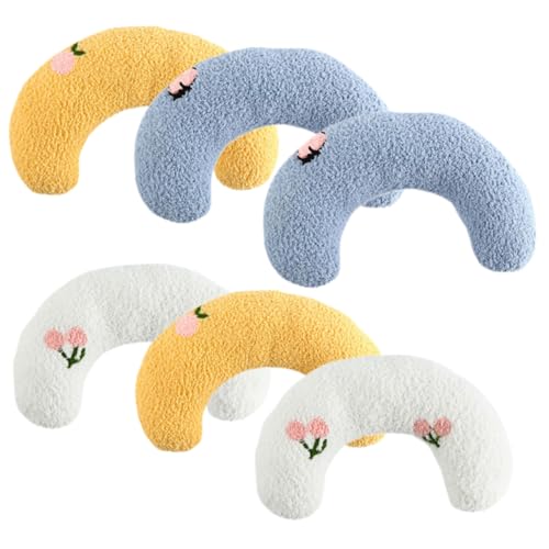 TOYANDONA 6 Stück Katzen Schlafkissen Teiliges U Förmiges Nackenstützkissen für Katzen und Kleine Haustiere Atmungsaktiv und Bequem für Tiefen Schlaf und Nackenstütze Weiß Blau Gelb von TOYANDONA