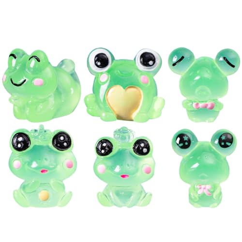 TOYANDONA 6St Mini-Froschfiguren Froschfiguren aus Harz leuchtende Froschfigur Bürodekoration Ornament Bürotischdekoration Frosch Figur Dekor Karikatur Kunsthandwerk Puppe schmücken Statue von TOYANDONA