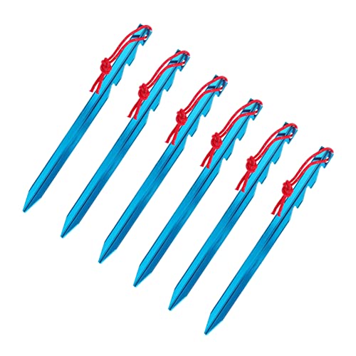 TOYANDONA 6 Stück Teiliges Zeltheringe aus Aluminiumlegierung Lange Verstellbare Dreikantige Camping Heringe mit Mehrfachzacken Robuste Outdoor Bodenanker für Zelte Pavillons Picknick Blau von TOYANDONA