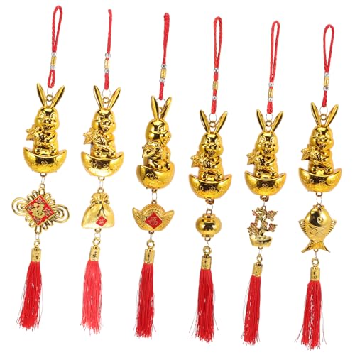 TOYANDONA 6 Stück Traditionelle Chinesische Tierkreiszeichen Hase Dekoanhänger Für Bonsai Innen Außen Robustes Material Leicht Hängend Vielseitige Und Festtagsdekoration von TOYANDONA