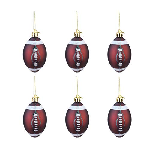 TOYANDONA 6pcs Hanging Christmas Tree Decoration Ornament Christmas Rugby Ornaments Christmas Ball for Sports Theme Christmas Holiday Party Decorations 9cm von TOYANDONA