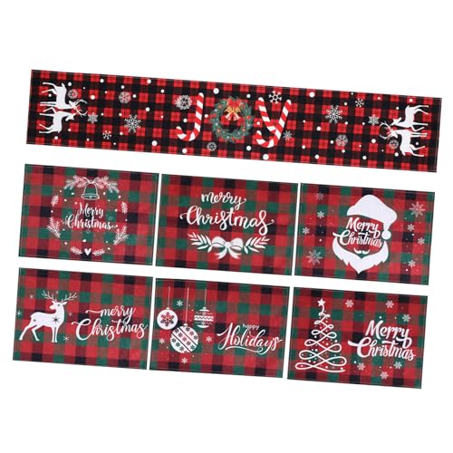 TOYANDONA 7 STK. Weihnachtliches Tischläufer Platzdeckchenset Polyester Festlich Gestaltet für Weihnachts Neujahrsdekoration Winterliche Esstisch-Dekoration für Festliche Anlässe von TOYANDONA