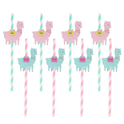 TOYANDONA 8st Biologisch Abbaubare Papierstrohhalme Strohhalme Aus Papier Party-trinkhalme Karikatur Kind Alpaka von TOYANDONA