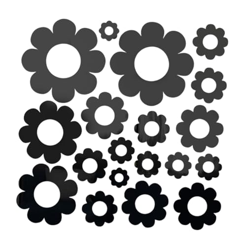 TOYANDONA Blumen Spiegel Wandaufkleber Selbstklebend Schwarz Abnehmbare Fensterfolie Wanddeko Für Wohnzimmer Schlafzimmer Tv Hintergrund Sofa von TOYANDONA