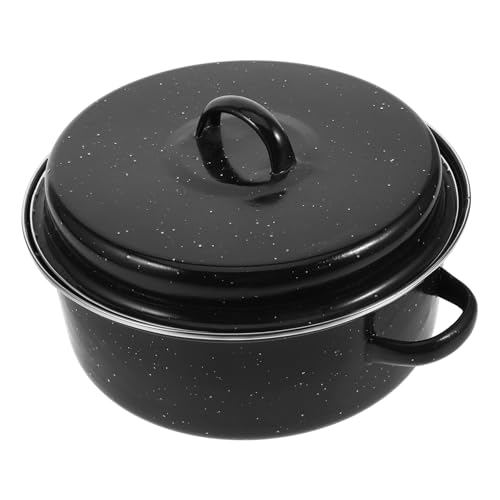 TOYANDONA Emaille Grilltopf mit Deckel Multifunktionaler Bräter für Grill und Ofen Ovaler Kochtopf für Süßkartoffeln Gemüse und Kochzubehör für Outdoor Kochen von TOYANDONA