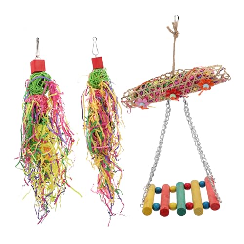 TOYANDONA Buntes Papageienspielzeug Teiliges Set aus Rattan für Vogelkäfige Sicheres und Langlebiges Kauspielzeug Gesundheit und Beschäftigung von Vögeln von TOYANDONA