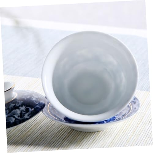 TOYANDONA Chinesische Klassische Porzellan teeschale mit Deckel und Untertasse Traditionelle Blaue und Weiße Keramik Staubgeschützt Leicht zu Reinigen Stilvoll für Zuhause Teezeremonie von TOYANDONA