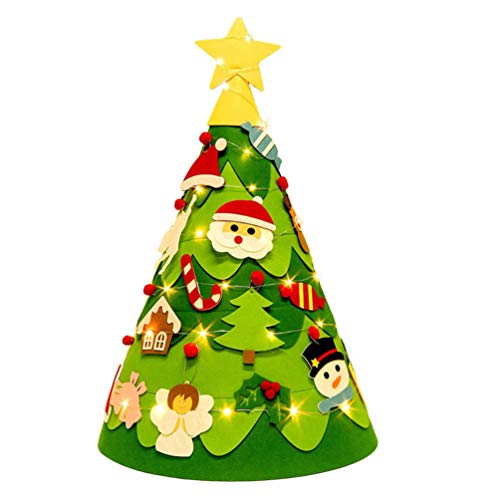 TOYANDONA DIY Filz Weihnachtsbaum 3D Toddler DIY Christbaum Handgemachte Tannenbaum mit 27pcs Verzierungen Neues Jahr Spielzeug für Kinder Hause Tür Wand Weihnachtsdekoration von TOYANDONA