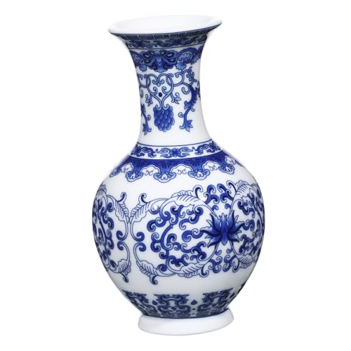 TOYANDONA Dekorativer Keramik blumenhalter Hydroponische Vase Klassische Blaue Porzellan vase mit Glatter Oberfläche für Esszimmer Wohnzimmer Büro Tischdeko von TOYANDONA