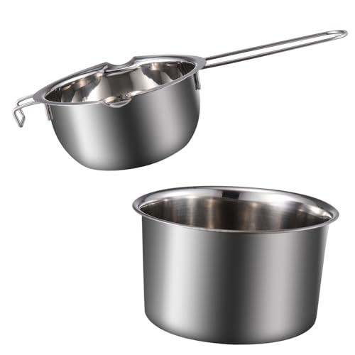 TOYANDONA Doppelkochtopf aus Edelstahl Schmelzbehälter mit Außenbehälter Hitzebeständig und Glatt zum Schmelzen von Schokolade Butter Käse Kerzenwachs und Süßigkeiten von TOYANDONA