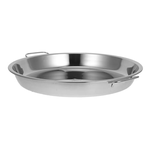 TOYANDONA Ergonomischer Griff Rund Edelstahl Backblech Teller Für Obst Snacks Grill Camping Servierplatte von TOYANDONA