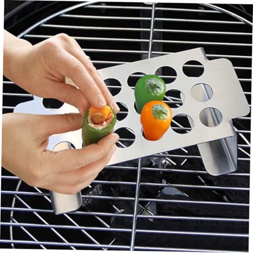 TOYANDONA Edelstahl Bbq Grillhalter für Hähnchenschenkel und Flügel Chili pfeffer auskerner Langlebiges Grillwerkzeug für Camping und Familiengrill Leicht Rostfrei Küchenhelfer von TOYANDONA