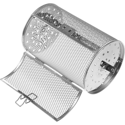 TOYANDONA Edelstahl Drehspieß Korb für Airfryer und Backofen Rostfrei Hitzebeständig mit Beweglicher Tür Vielseitig für Nüsse Pommes und Grillgut Silber Einfach zu Reinigen von TOYANDONA