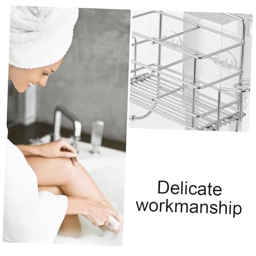 TOYANDONA Edelstahl Duschregal ohne Bohren Wandhängend Becher Halter Rostfrei Badezimmer Organizer Ablage Praktisch Robust Pflegeleicht von TOYANDONA