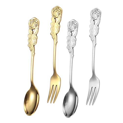 TOYANDONA Edelstahl Kaffeelöffel und Dessertgabel Rosévergoldet und Silber Poliert für Kaffee Rühren und Kuchen Servieren Spülmaschinenfest Stilvolles Besteck für Festliche Anlässe TOYANDONA Edelstahl Kaffeelöffel und Dessertgabel Rosévergoldet und Silber Poliert für Kaffee Rühren und Kuchen Servieren Spülmaschinenfest Stilvolles Besteck für Festliche Anlässe von TOYANDONA