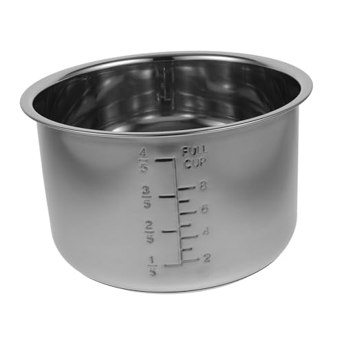 TOYANDONA Edelstahl Reiskocher Innentopf Rostfrei Elektrischer Kochtopf Ersatz Topf mit Markierung Universeller Reiskocher Einsatz für Suppe Kuchen Backform von TOYANDONA