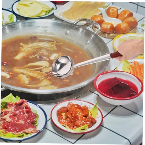 TOYANDONA Edelstahl Schöpflöffel mit Holzgriff Großer Kochlöffel zum Servieren und Umrühren Hitzebeständig Multifunktional für Küche Restaurant Hotel und Kantine Robustes Kochutensil von TOYANDONA