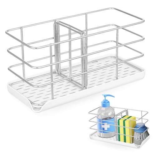 TOYANDONA Edelstahl Schwammhalter mit Ablage und Abtropfgitter Rostfrei Stabiler Stand Multifunktional für Küchenspüle Platzsparend und Praktisch Modernes Design Geeignet für Schwämme und von TOYANDONA
